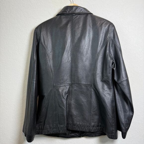 Women's Outbrook Black Leather Zip Front Jacket Size M - Picture 8 of 9